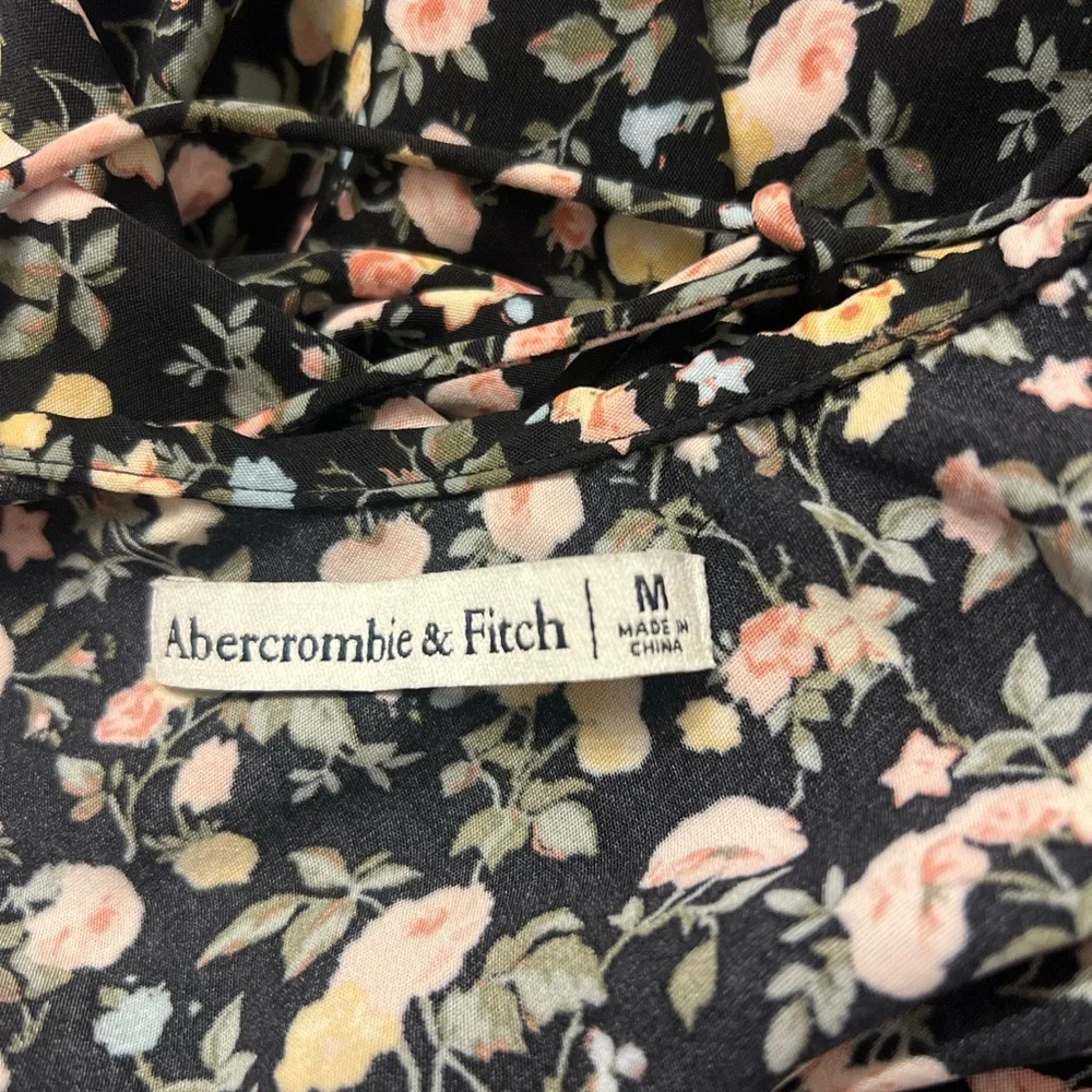 Abercrombie Fitch Black Floral Maxi Dress with Adjustable Tie Back Straps